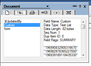 Showing the submitted tweet ids stored in the notesdocument 